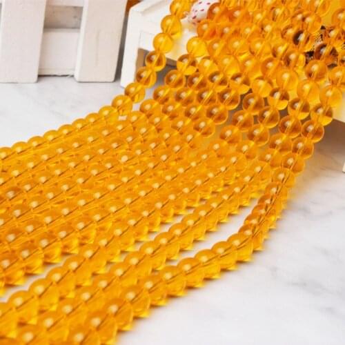 LanLi 6 8 10 12mm Stylish yellow round glass loose beads are suitable for DIY womens bracelet necklace Jewelry