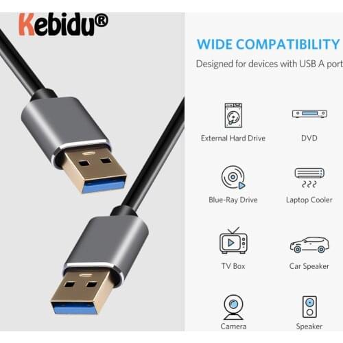 USB 3.0 Cable USB To USB Cable Male To Male USB Extension Cable 1M Super Speed HDD 5Gbps For Radiator Hard Disk Webcom PC