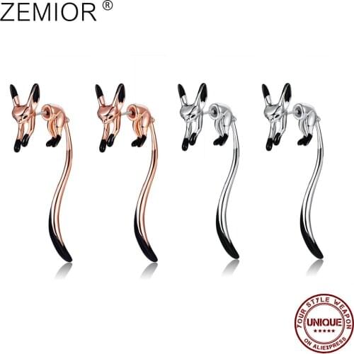 ZEMIOR Unilateral Cute Little Fox Drop Earrings For Women Animal Hyperbole Tail Anniversary Earring Fashion Jewelry New Arrival