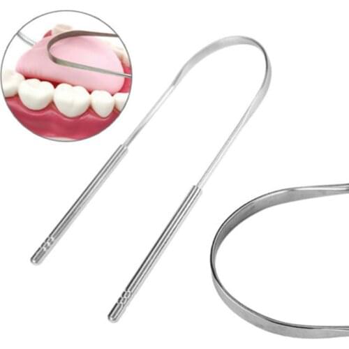 1pc Manual Anti Bacterial Tongue Cleaner Dental Cleaning Oral Care Stainless Steel Oral Dental Care Bad Breath Tongue Cleaner