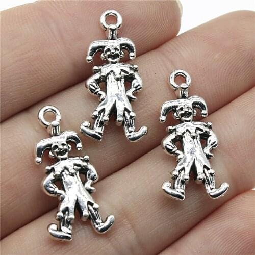 10Pcs 24*12mm Antique Bronze Color Clown Charms For DIY Jewelry Making Fashion Bracelet Pendant Accessories Handcraft Wholesale