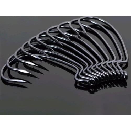 10pcs/lot High-carbon Steel Fishing Hooks Offset Hook Karpervissen Fishhooks Lure Softjerk Hooks 6#-5/0 Fishing Tackle 2021