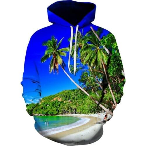 2021 3D Beach Scenery Mens Hoodie Boy Sweatshirt Harajuku Hooded Spring And Autumn Pullover Hip Hop Men Sportswear XS-6XL