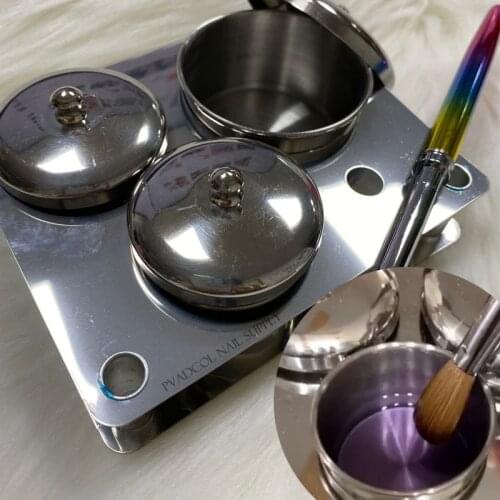 3pcs/lot Thick Stainless Steel Crystal Dappen Dish Cup Container With Metal Lid Manicure Acrylic Powder Nail Art Tools