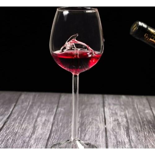 300ML Glass Hippocampus Dolphins Dolphins Red Wine Glasses Cup Glass Dropship