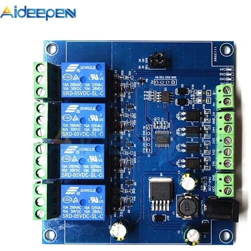 4CH Modbus Relay Module 8Bit MCU 4 Bit Modbus-RTU Switch Signal Input Output RS485 TTL Controller DC 7-24V
