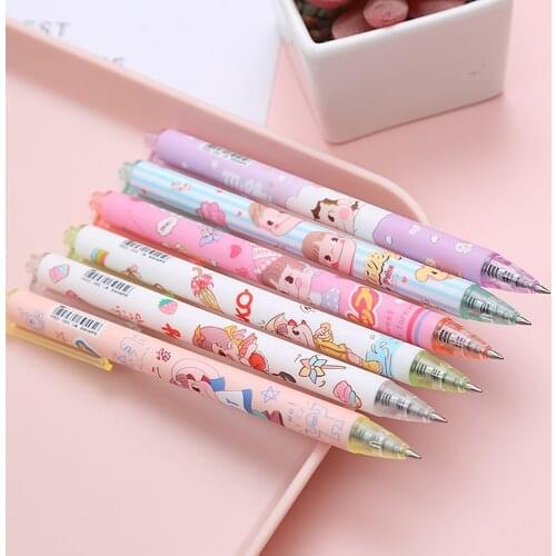 50Pcs Cute Simple Ink Pen Student 0.5mm Black Ballpoint Roller Ball Pens Marker Liner Office School Supplies Sweet Girl Gift