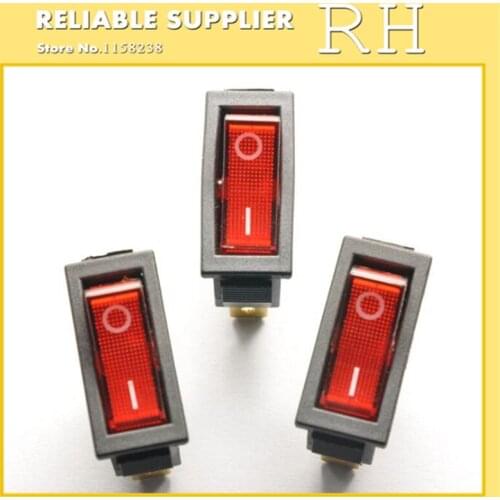 50PCS/lot KCD3-101 3 feet 2 files with lights Rocker switch 16A / 250V green red