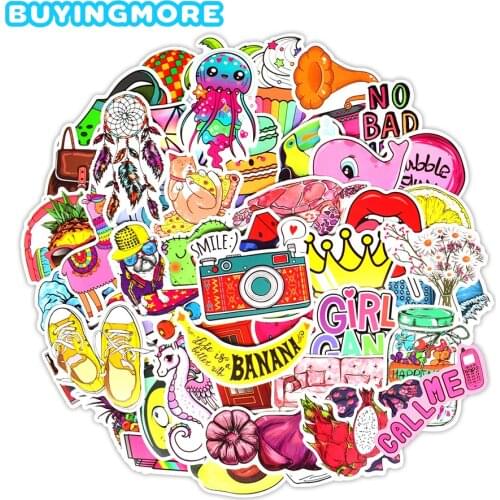 50 PCS Cute Cartoon Stickers Fashion Vsco Girl Pink Anime Graffiti Stickers to DIY Laptop Tablet Guitar Car Skateboard Bicycle