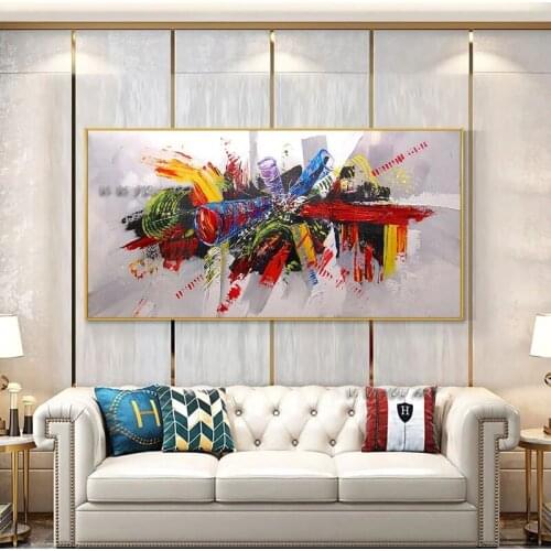 Abstract Colorful Contemporary 100 Hand Painted Oil Paintings On Canvas Handmade Large Size Modern Wall Art For Living