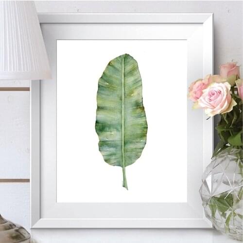Banana Leaf Print Wall Art Canvas Painting Green Plant Botanical Nordic Poster Boho Watercolor Art Painting Bathroom Home Decor