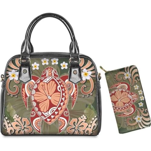 Noisydesigns Tropical Hawaiian Sea Turtles Pattern PU Leahter Crossbody Messenger Bag Sets Girls Plumeria Flowers Trendy Bolsa