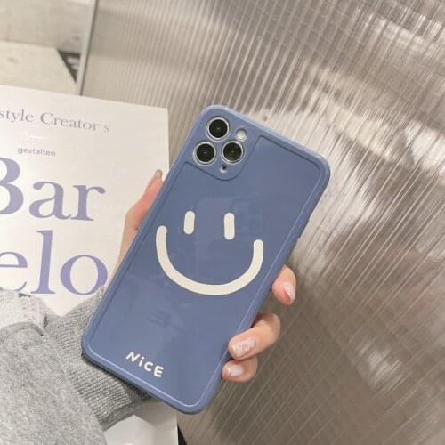 Retro color Smiley glossy Korea Couples Phone Case For iPhone 12 X Xs max Xr 11 Pro Max 7 7Puls 7 8 Puls SE Cute Anti-fall Cover
