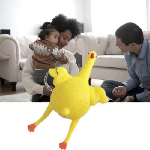 Lovely Decompression Key Chain Chicken Model Toy Chicken for Bag Backpack Decoration Novelty Toy Prank Trick Anxiety Toy
