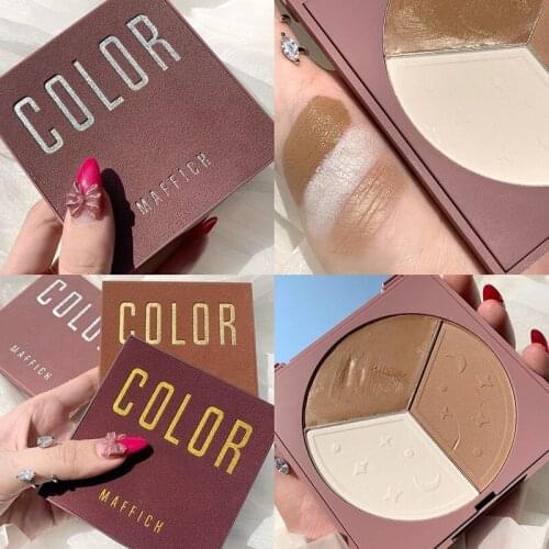 3 Colors Face Bronzer Powder Palette Corrector Concealer Power Highlighter Palette Contouring High Lighter Bronzer Makeup Powder