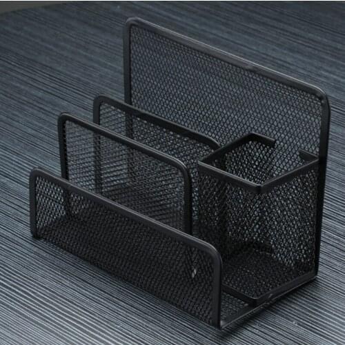 Pen Holder Metal File Holder 3 Sections File Organizer for Desk Translucent File Sorter Holder Home School Office Supplies