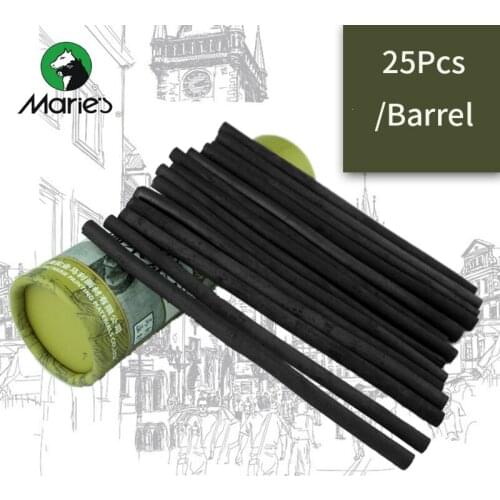 Maries 5-7mm Cotton Willow Charcoal Pencils 25Pcs Drawing Pencil For Sketch Chinese Painting Black Bold Carbon Rod Art Supplies