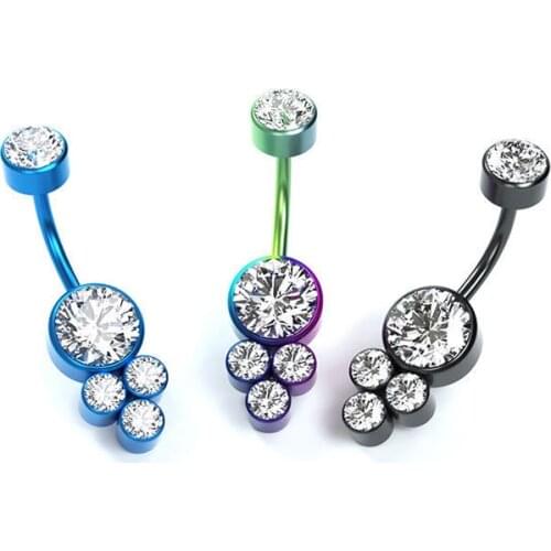 Belly Button Ring 2020 New Perforated Jewelry Stainless Steel Belly Button Ring Double Zircon Belly Button Ring
