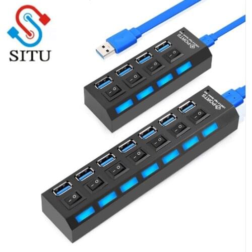 SITU USB HUB 3.0 4/7 Ports Micro USB 3.0 HUB Splitter With Power Adapter USB Hab High Speed 5Gbps USB Splitter 3 HUB For PC