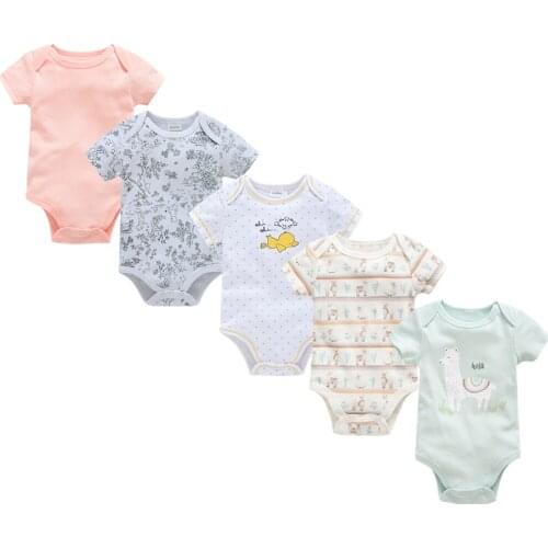 Short Sleeve Summer Baby Boy Bodysuit Cartoon Alpaca Print Soft Cotton Newborn Girl Clothes Infant 0-12 months Clothing