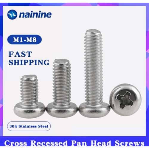 [M1-M10] ISO7045 DIN7985 304 Stainless Steel Cross Recessed Pan Head PM Screws Phillips GB818