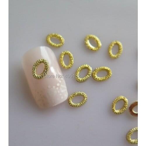 MD-777 3D 50pcs/bag Gold Oval Nail Decoration Metal Shinny Deco Metal Nail Art Decoration