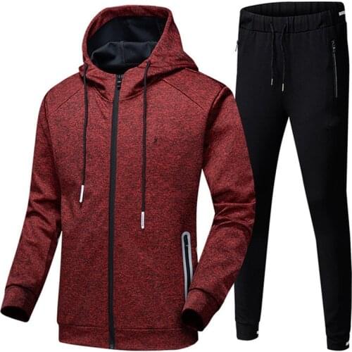 Fashion Autumn Men Hooded Sweatshirts Set 2021 Outdoor Casual Running Sportswear Set Mens Hoodies Pants Two-piece Tracksuit Suit