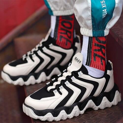 Mens shoes new fashion street dance shoes mens big wave bottom trend increased casual shoes outdoor breathable sports shoes