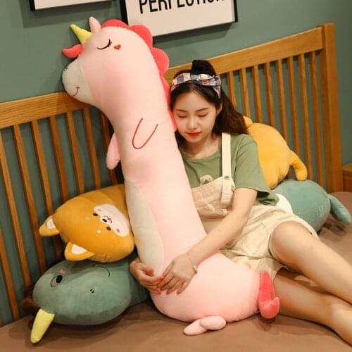 80/100/130CM Soft Animal Cartoon Pillow Cushion Cute Dinosaur Unicorn Shiba Inu Cat Plush Toy Stuffed Lovely kids Birthyday Gift