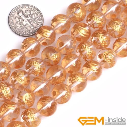 Natural Rock Quartzs Carved Dragon Turtle Tiger Phoenix Round Accessorries Loose Spacer Mala Beads For Jewelry Making Strand 15"