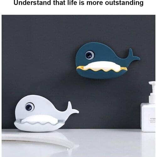 Whale-shaped Non-porous Soap Holder Bathroom Drain Toilet Wall-mounted Drain Suction Cup Plastic Soap Holder