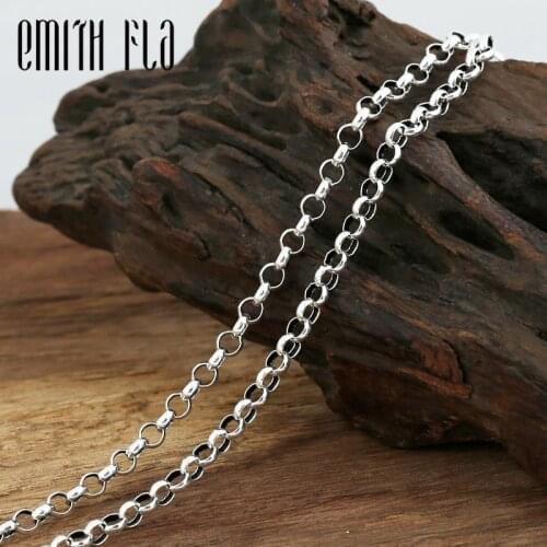 Emith Fla Authentic 100% 925 Sterling Silver Trendy Buckle Link Chains Necklace 4.0mm Thickness Necklace Jewelry Unisex Gifts