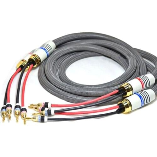 Large Crystals High Purity Oxygen-Free Copper 24K Gold Plated Banana Plug Audio Speaker Cable
