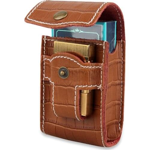 Portable Two In One Elegant Creative Leather Cigarette Lighter Case Holds 20 Cigarettes Individuality Cigarette Accessories