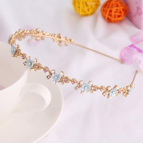 Korean Beautiful Lady Headband Hair Accessories Fashion Pearl Rhinestone Headband Alloy Small Fresh Flower Dripping Oil Headwear