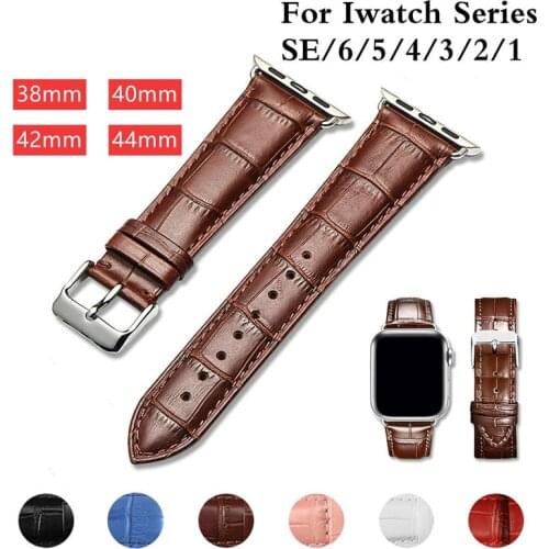 Apple Watch SE 6/5/4/3/2/1 Leather Strap 38MM 40MM (for IWatch Series 42MM 44MM) Crocodile Pattern Sports Strap Apple Watch Band