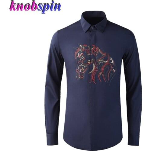 Luxury Business Men Shirt Long Sleeve Slim Fashion Printed Chemise homme High quality Cotton Shirts Plus Size M-4XL Camisas
