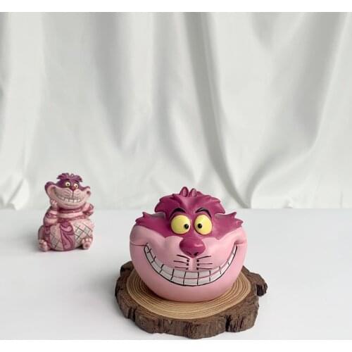 1PCS 8cm Alice in Wonderland Cheshire cat Miaomiao cat stereo jewelry box resin storage box personalized creative furnishings