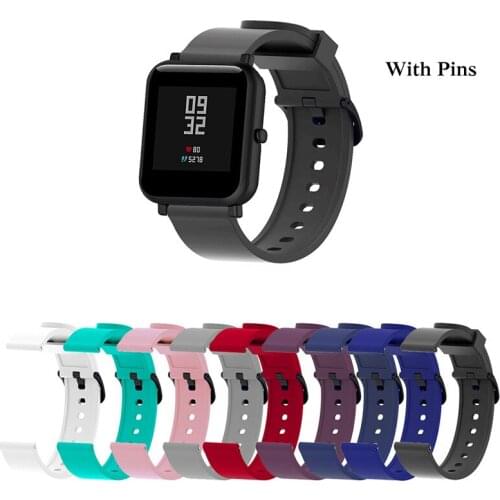 Silicone Sport Wrist Strap for xiaomi Huami amazfit Bip Lite Smart Watch Strap 20mm Replacement Band Bracelet Smart Accessories