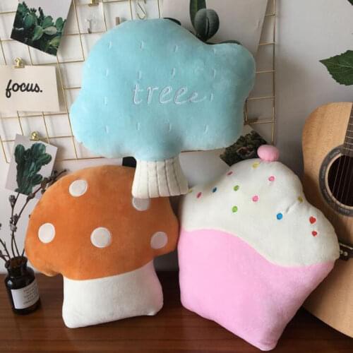 Cute Mushroom Pillow Cake Plush Toy Tree Pillow Doll Soft Soft Plush Sofa Cushion Photo Props Decoration Childrens Gift
