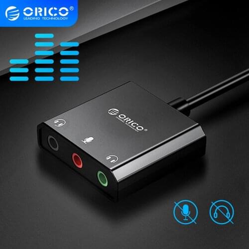 ORICO Sound Card External USB Interface 3.5mm Stereo Microphone Audio Volume Adjustment Free Drive Adapter for Laptop PS4 Headse