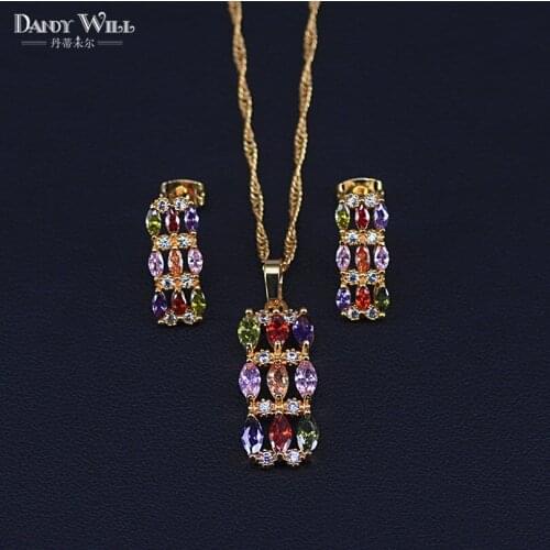 Jewelry sets marquise bridal gold color necklace earrings wedding crystal sieraden women fashion jewellery set