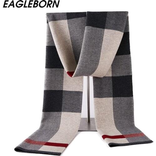 Winter Men Wool Scarf Men Designer Scarf Mens Luxury 2020 New Plaid Scarf Luxury Light Navy Scarf Thickened Wool Plaid 180*30