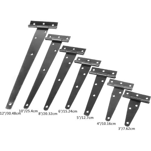 1 Pc 3inch-12inch Black Paint T Shape Triangle Hinge Cabinet Shed Wooden Door Gate Hinges Hardware