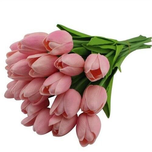 10Pcs/ lot Real Touch PU Tulip Artificial Flower 2017 Wedding Flowers Home Decoration Artificial Bouquet Decorative Flowers