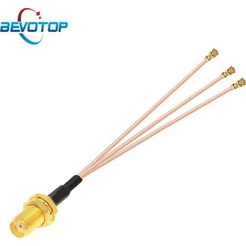 10PCS/lot SMA Female to 3 u.FL IPX IPEX1 Female Jack Triple 3-Way Splitter RG178 Pigtail WIFI Antenna Extension Cable Jumper