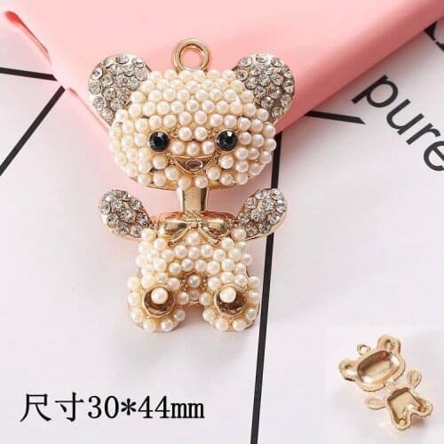 2 pcs/lot diy Crystal Rhinestione cute bear Handmade Alloy charms for jewelry making personized accessories/pendant/adornment