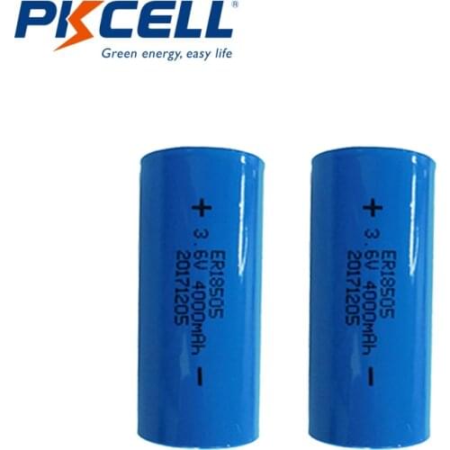 2PCS PKCELL ER18505 18505 3.6V Volt 4000mAh Li-SOCL2 Batteries for Alarms and security devices