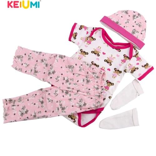 22-23 Inch KEIUMI Baby Doll Clothes Reborn Doll Accessories Multicolor Clothes With Various Cartoon For Kid Reborn Doll Toy