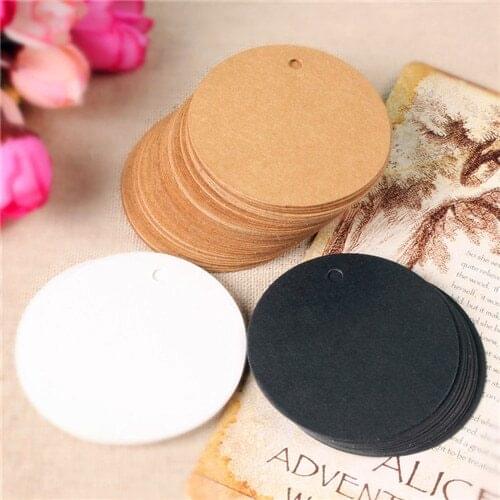 300pcs 5*5cm kraft paper label small round blank tag bookmarks gift card tag chocolate packaging bottle